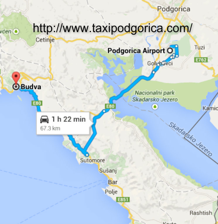 Taxi Podgorica airport to Budva