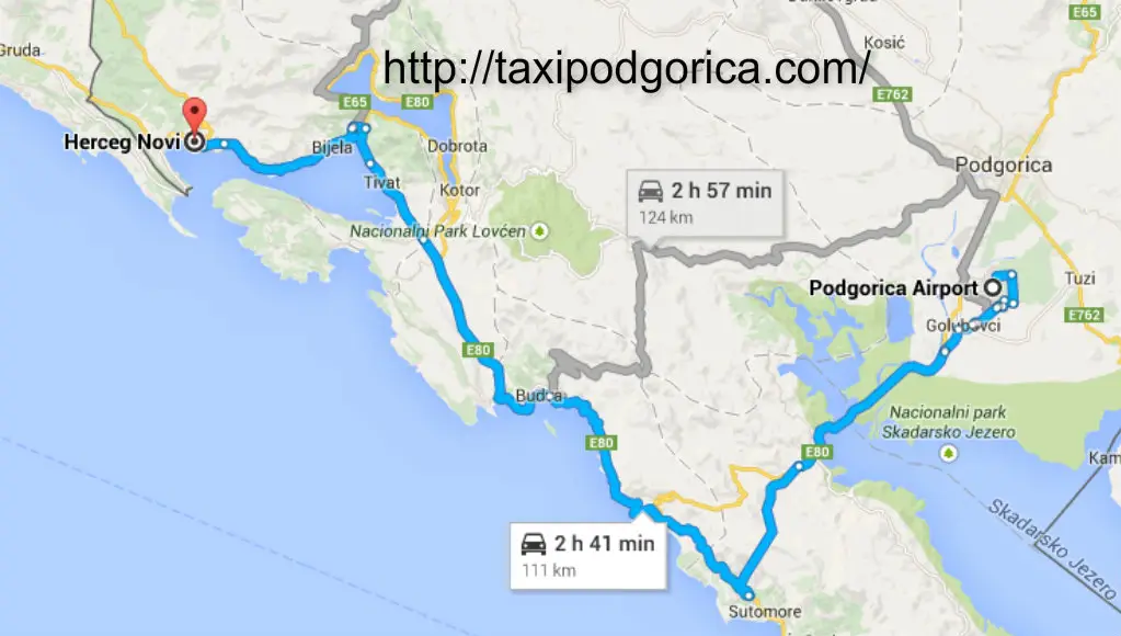 Taxi from Podgorica airport to Herceg Novi